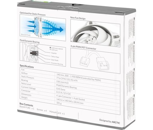 COOLER ARCTIC BioniX P140 - Grey/White (PWM, PST)