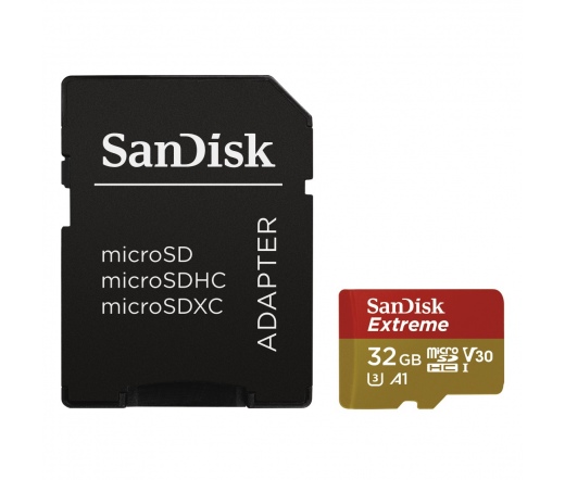 SANDISK Extreme MicroSDHC + adapter 32GB UHS-I CL10 V30 A1