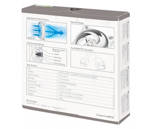 COOLER ARCTIC BioniX P120 - Grey/White (PWM, PST)