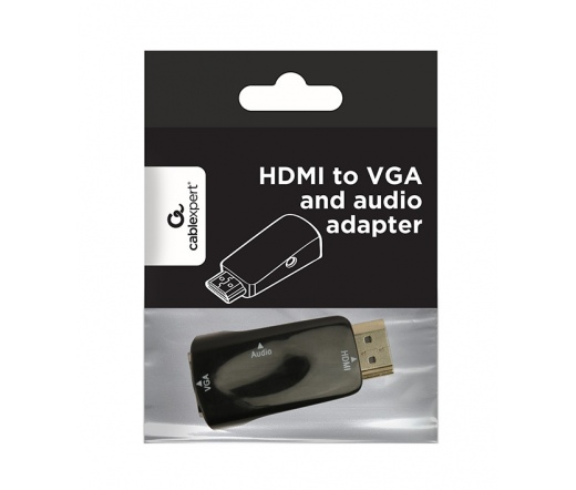 GEMBIRD HDMI to VGA and audio adapter, single port, black