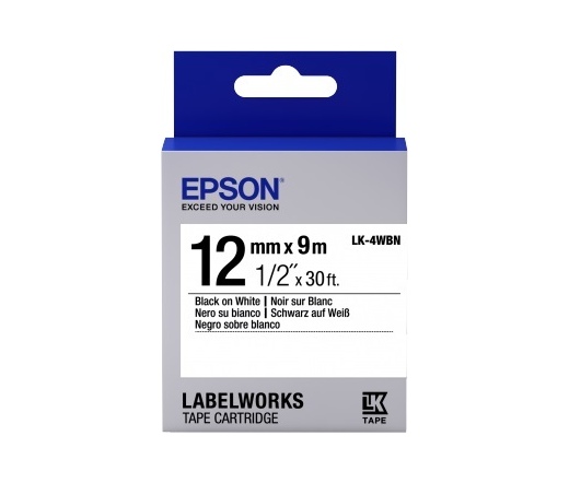 EPSON Label Cartridge Standard LK-4WBN Black/White 12mm (9m)