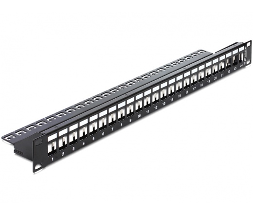 Delock 19” Keystone Patch Panel 24 Port with strain relief