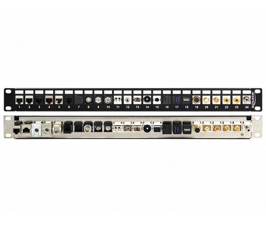 Delock 19” Keystone Patch Panel 24 Port with strain relief