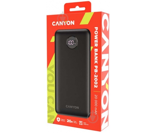 CANYON PB-2002 Power Bank 20000mAh PD/QC fekete