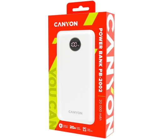 CANYON PB-2002 Power Bank 20000mAh PD/QC fehér