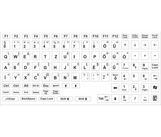 Billentyűzet Matrica Fehér alapon Fekete HUN