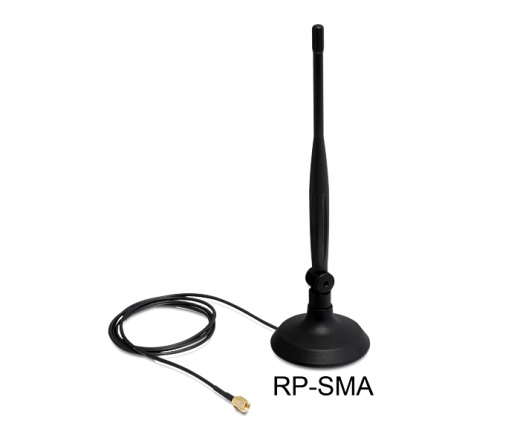 Delock 88413 SMA WLAN 4 dBi Antenna mágneses állvánnyal és hajlékony szerkezettel