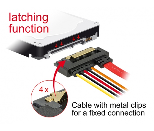 Delock Cable SATA 6 Gb/s 7pin receptacle+Floppy 4pin power male>SATA 22pin 30cm