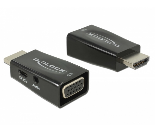 DELOCK Átalakító HDMI-A male to VGA female audió funkcióval