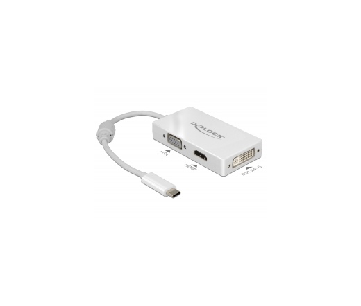 Delock Adapter USB Type-C™-dugós csatlakozó > VGA / HDMI / DVI-csatlakozóhüvely fehér