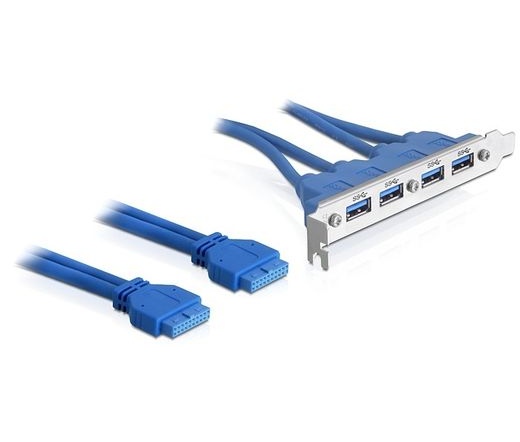 Delock Slot bracket USB 3.0 pin header 19 pin 2 x internal > 4 x USB 3.0-A female external