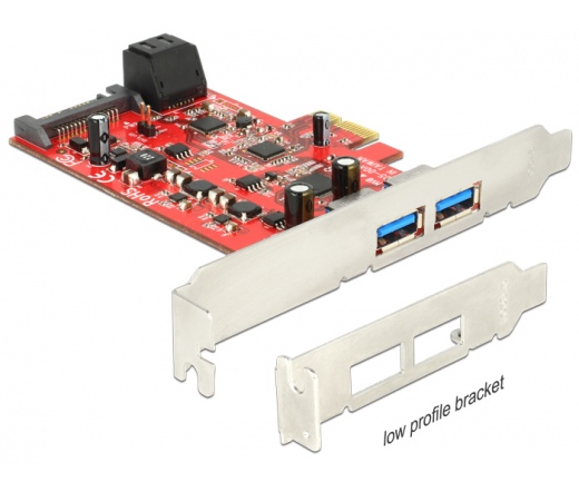 I/O DELOCK PCI Express Card > 2 x external USB 3.0 + 2 x internal SATA 6 Gb/s – Low Profile