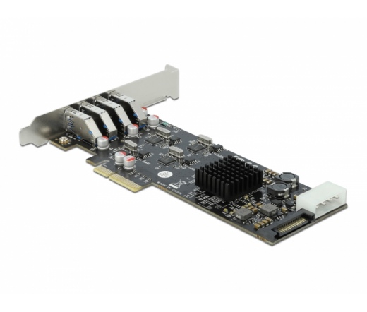 Delock PCI Express x4 Kártya - 4 x külső SuperSpeed USB (USB 3.2 Gen 1) USB A-típusú hüvely Quad Cha