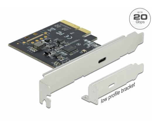 Delock PCI Express x4 Kártya - 1 x külső SuperSpeed USB 20 Gbps (USB 3.2 Gen 2x2) USB Type-C hüvely