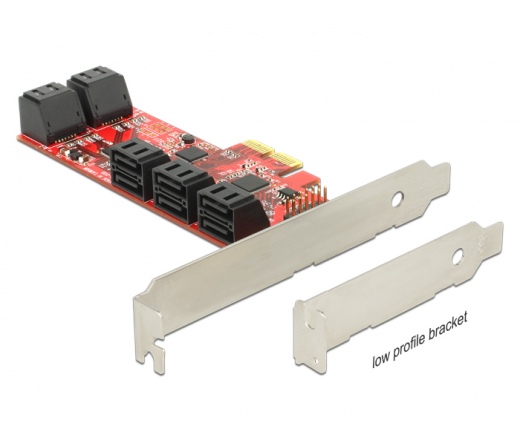 I/O DELOCK PCI Express kártya > 10db belső SATA (6Gb/s) csatlakozóval, alacsony profilú kivitel (89384)