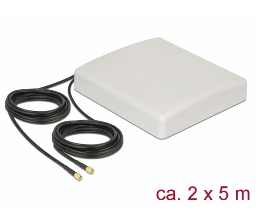 Delock LTE MIMO Antenna 2 x SMA Plug 8 dBi directional with connection cable RG-58 5 m white outdoor