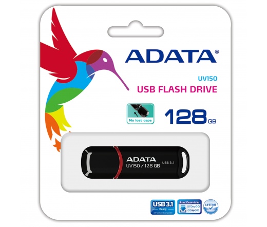 ADATA memory USB UV150 128GB USB 3.1 black retail