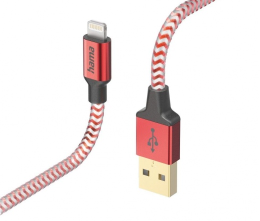 HAMA FIC E3 Reflective USB-A / Lightning 1,5 m piros