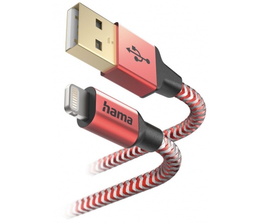 HAMA FIC E3 Reflective USB-A / Lightning 1,5 m piros