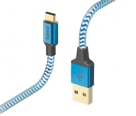 HAMA FIC E3 Reflective USB-A / USB-C 1,5 m kék