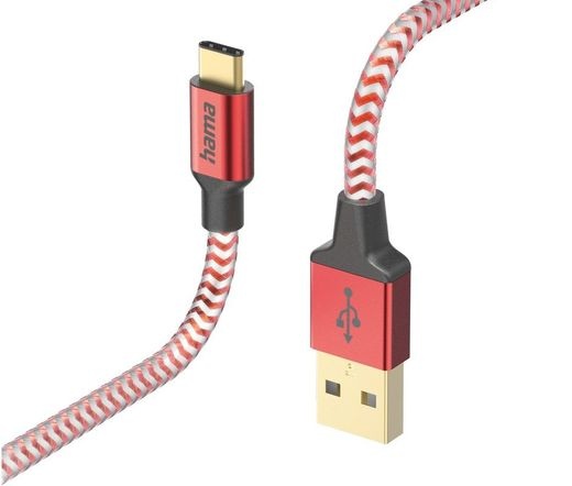 HAMA FIC E3 Reflective USB-A / USB-C 1,5 m piros