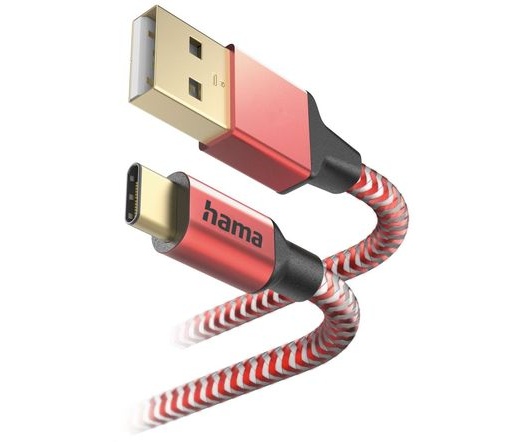 HAMA FIC E3 Reflective USB-A / USB-C 1,5 m piros