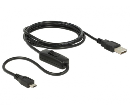 Delock Cable Charging USB 2.0 Type-A male > USB 2.0 Micro-B male with switch for Raspberry Pi 1.5 m (84803)