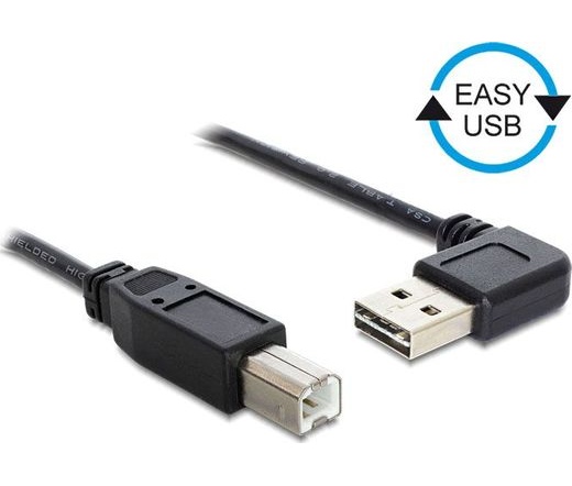 DELOCK Cable EASY-USB 2.0-A male left/right angled -> USB 2.0-B male 2 m