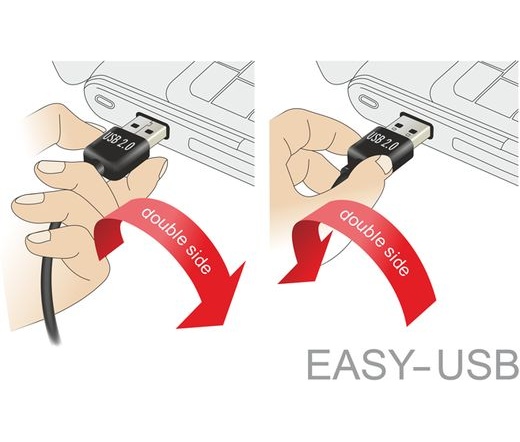 DELOCK Cable EASY-USB 2.0-A male left/right angled -> USB 2.0-B male 2 m