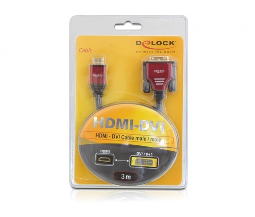 DELOCK Cable HDMI - DVI Cable male / male 3m (84343)