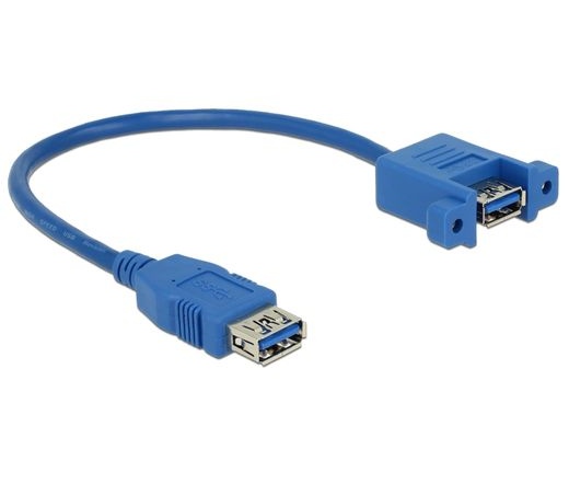 DELOCK Cable USB 3.0 Type-A female > USB 3.0 Type-A female panel-mount 25 cm (85111)