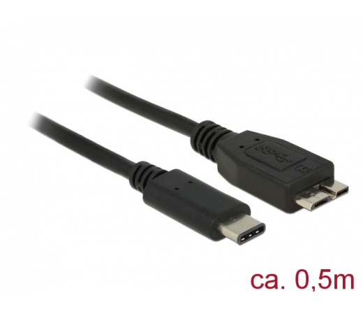 DELOCK Cable SuperSpeed USB (USB 3.1, Gen 2) USB Type-C™ dugó > USB Micro-B típusú dugó 0,5 m fekete (83676)