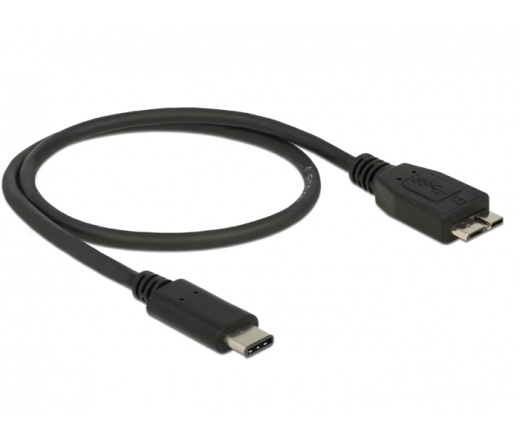 DELOCK Cable SuperSpeed USB (USB 3.1, Gen 2) USB Type-C™ dugó > USB Micro-B típusú dugó 0,5 m fekete (83676)