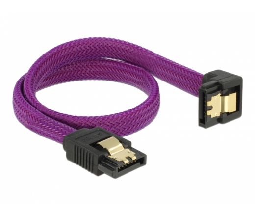 DELOCK SATA cable down/straight metal purple Premium 30cm (83695)