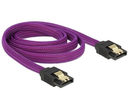 DELOCK SATA cable straight/straight metal purple Premium 100cm (83692)