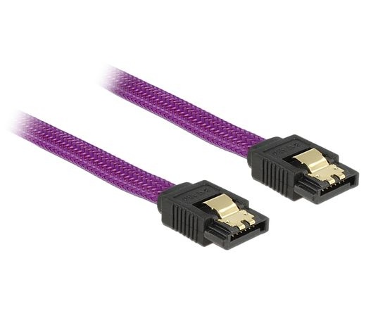 DELOCK SATA cable straight/straight metal purple Premium 100cm (83692)