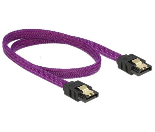 DELOCK SATA cable straight/straight metal purple Premium 50cm (83691)