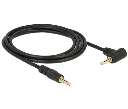 DELOCK  Stereo Jack 3.5 mm 4 pin male > male angled 2 m black (84740)