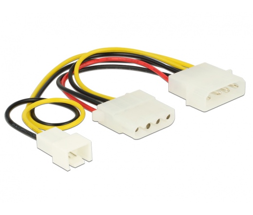 Delock Power Cable 4 pin male > 1 x 4 pin female + 1 x 3 pin male (fan) 14 cm (83658)