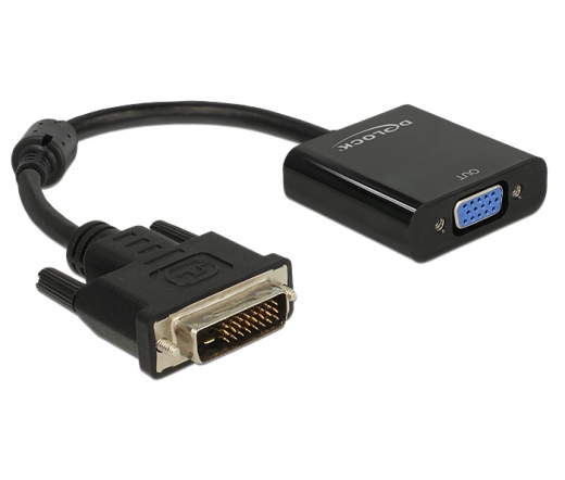 DELOCK Adapter DVI-D 24+1 dugós csatl. > VGA csatl. hüvely adapter - Fekete (65658)