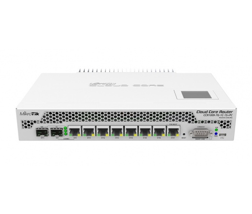 NET MIKROTIK  7x1000Mbps + 1x10Gbit SFP+, Fémházas, Rackes - CCR1009-7G-1C-1S+PC