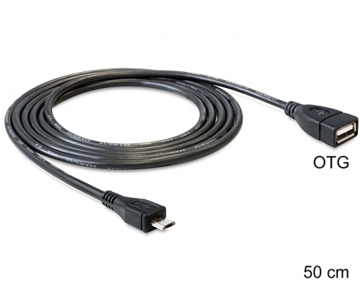 DELOCK Cable USB micro-B male -> USB 2.0-A female OTG 50 cm (83183)