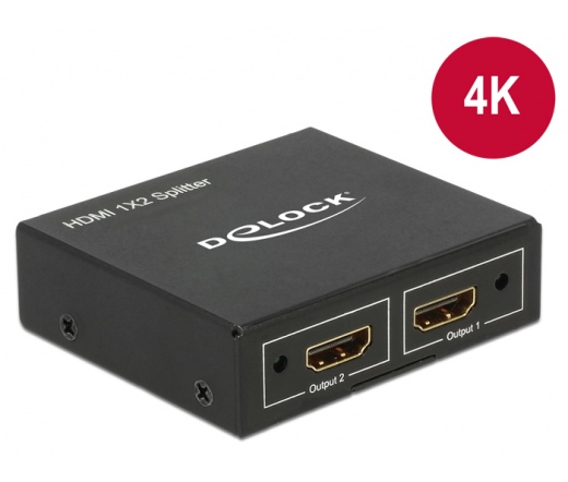 Delock HDMI-elosztó, 1 x HDMI-bemenet > 2 x HDMI-kimenet, 4K