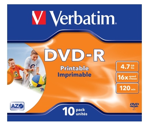 VERBATIM DVD-R 4,7GB 16X PRINTABLE FULL ID BRAND JEWEL CASE*1 43521