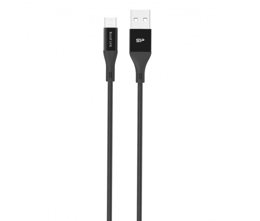 KABEL Silicon Power LK30AB - microUSB, 1m, 2.4A QC, Metal, Fekete