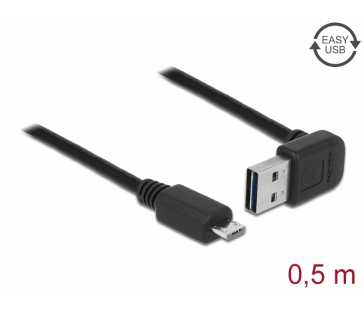 Delock Cable EASY-USB 2.0-A ívelt, fel/le apa > USB 2.0 micro-B apa 0,5 m