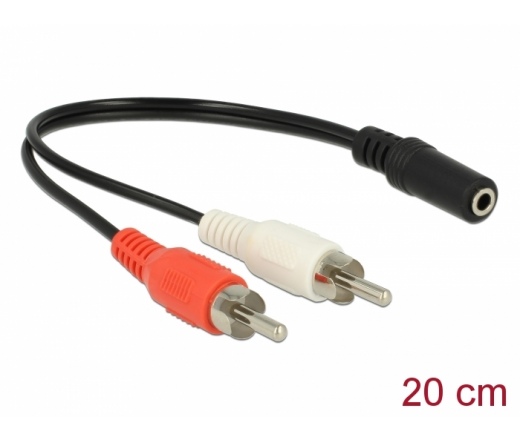 Delock Audio (Hang)kábel 2 x RCA apa – 1 x 3,5 mm 3 tűs Sztereo Jack 20 cm