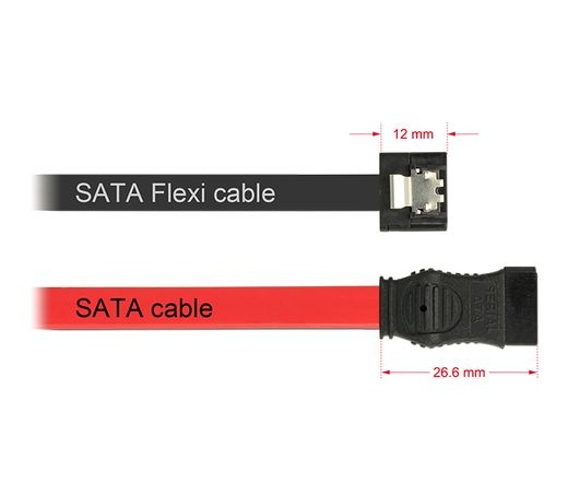 DELOCK Cable 6Gb/s flexi SATA kábel - 0,3m - Fekete (83840)