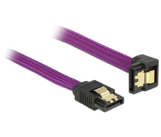 DELOCK SATA cable down/straight metal purple Premium 20cm (83694)