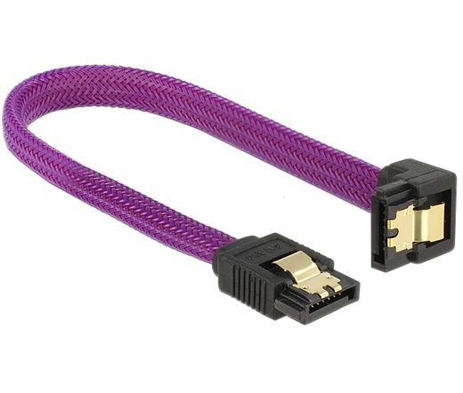 DELOCK SATA cable down/straight metal purple Premium 20cm (83694)